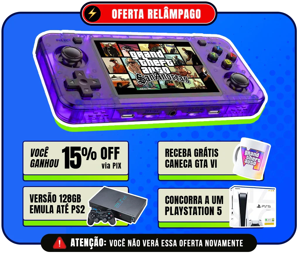 Portátil R36H™ Original - 21.500 Jogos de 20+ Consoles (180 dias de Garantia)